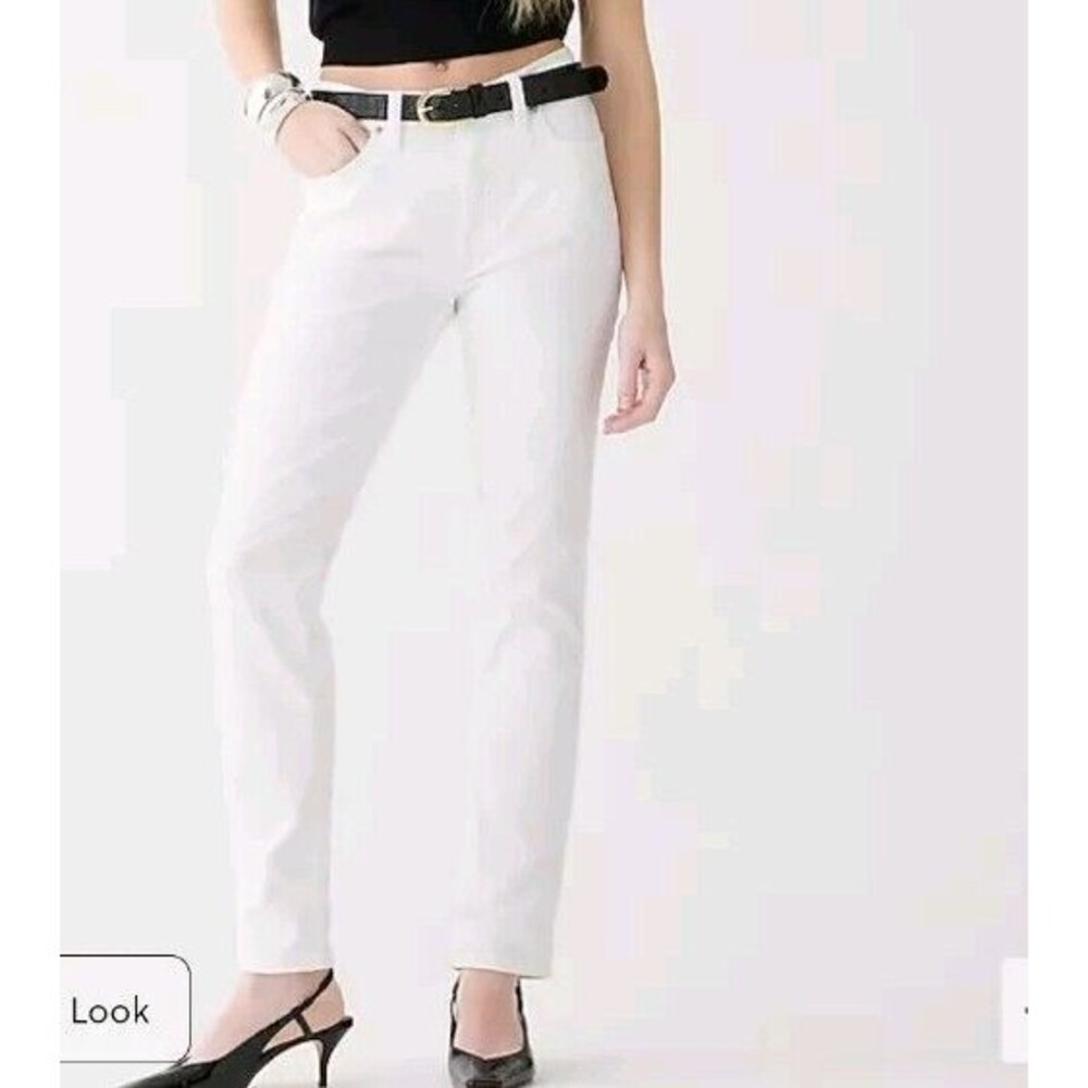 J.Crew 9" Vintage Slim Straight Jeans Stretch Mid Rise Size 33 White  NWT